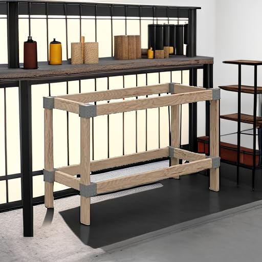 Miniatura 5 de Kit de banco de trabajo pesado de 2 x 4 pies con soportes de plástico de alta resistencia, construcción fácil de cortar, madera no incluida, gris