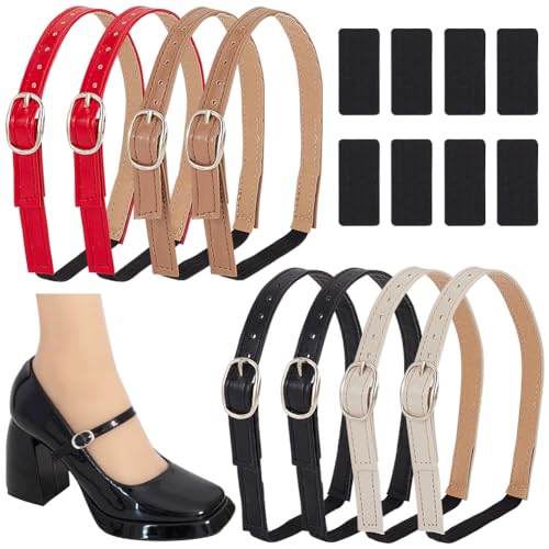 PH PandaHall Correa para Zapatos De Cuero 4 Colores, Correas De Tobillo Desmontables Correas de Tacón Alto Correa para Zapatos Cinturón Ajustable para Sandalias de Tacón Para Mujer, 4 Pares, Blanco,