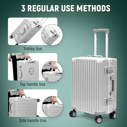 UrbanExporer 26 Inch Hardside Zipperless Luggage with Spinner Wheels, TSA-Approved Lock, Aluminum Frame, Lightweight Checked Suitcase for Travel, Sliver3