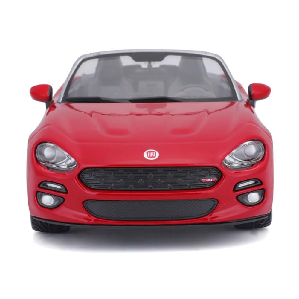 Bburago FIAT 124 Spider Modellauto 1:24 – Türen öffnen, Matt Rot, 19 Cm