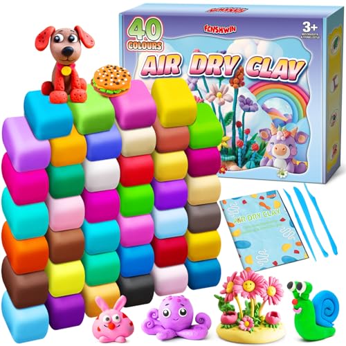 Pate a Modeler - 40 Couleurs Argile Autodurcissante Pâte à Modeler Magique pour Enfants, Cadeau pour Garçons et Filles âgés de 3 à 12 Ans