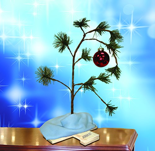 Product Works 14211 Charlie Brown Musical Christmas Tree with Linus's Blanket Holiday Décor & 24-Inch Charlie Brown Christmas Tree with Linus's Blanket Holiday Décor, Classic Ornament, Green