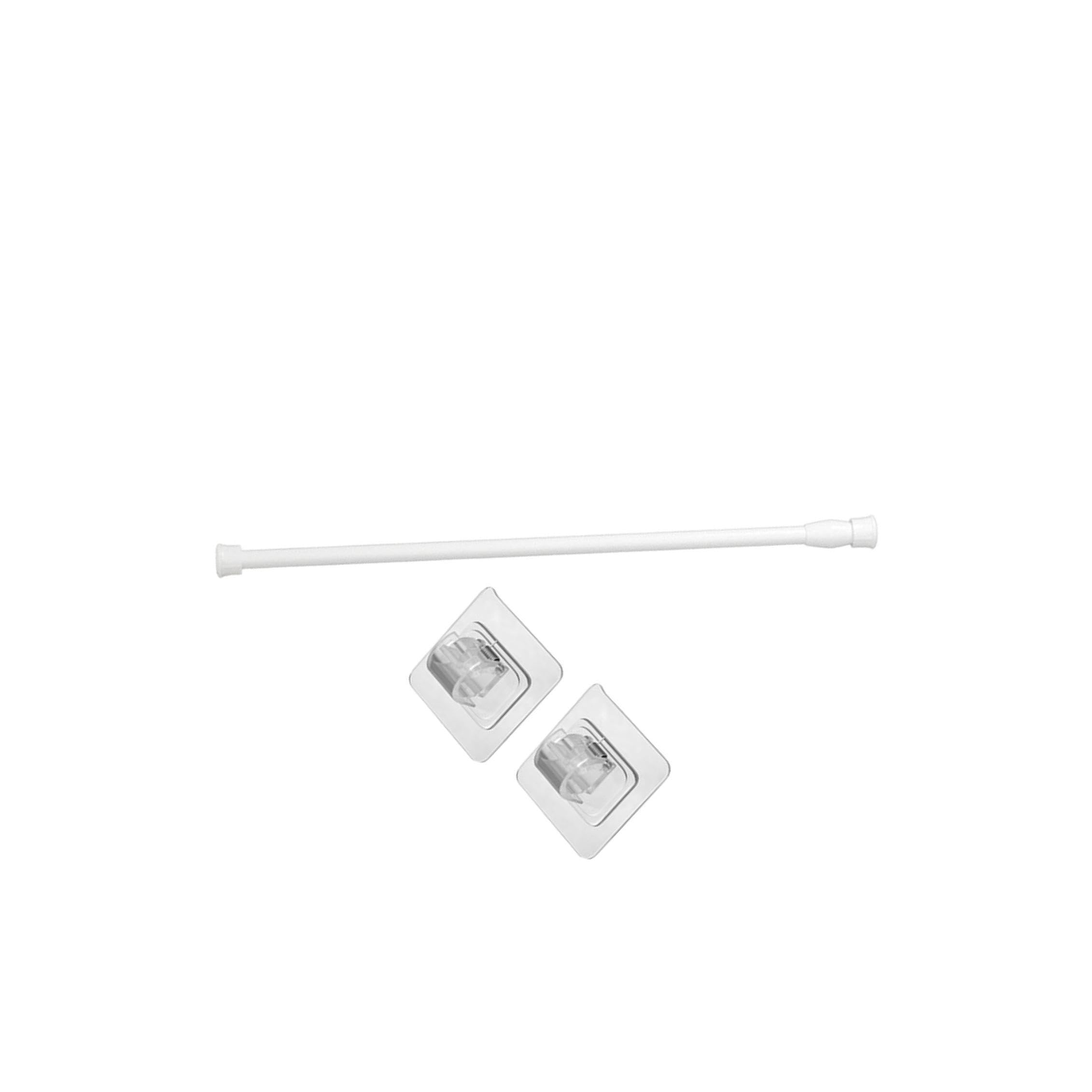 ALCXAZS Telescopic Curtain Rod For Adjustable Length Easy Installation No Damage Needed No Tool White Tension Rod Closet Shower Hanging Clothes, White, 50cm to 90cm