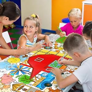 Gatherfun Farm Animal Party Giant Coloring Poster - 31.5X 72 Inches - Versatile Classroom Wall Décor & Birthday Activity - Farm Poster or Table Cover for School Parties and Special Events Gatherfun Farm Animal Party Giant Coloring Poster 315X 72 Inches Versatile Classroom Wall Decor Birthday Activity Farm Poster or Table Cover for School Parties and Special Events