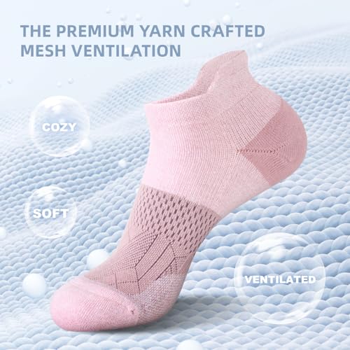 Image of FITRELL 5-6 Pairs Ankle Running Socks for Women Athletic Cushioned Low Cut Tab Sports Socks