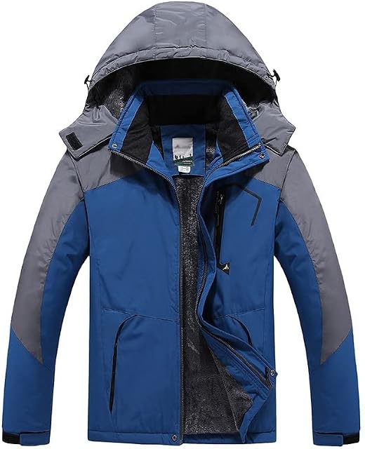 tylxayoxa Men's Waterproof Ski Snow Jacket Insulated Winter Windproof Fleece Jacket with Hood