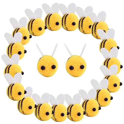 Nivofu 20 Stück Bienen Kostüm Haarreif, Biene Erwachsene Stulpen, Biene Wollfilz, Bienenhandwerk Ball Mini Handwerk Kugeln, Bee Wolle Filz, Biene Dekoration Filzen Für DIY Haarspangen, Schmuck