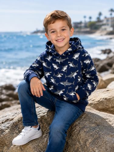 Image of Akyzic Baby Boys Dinosaurs Hoodie Boys Shark Pullover with Pocket Kids Truck Warm Sweatshirt Sweater