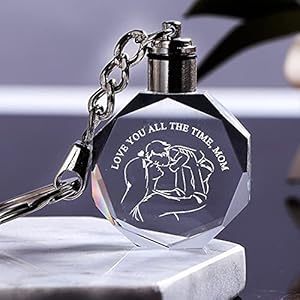 Hongtai Glas Sleutelhanger Gesneden Crystal Sleutelhanger Kleur Lichtgevende Key Hanger Gift Mother’ s Souvenir (Color : 1)