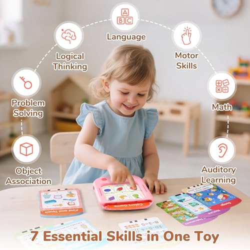 Image of JoyCat Kids Learning Tablet, Phonics Talking Flash Cards, Learn to Read with 156 Pages, 40+ Themes, 600+ Words, 100+ Interactive Games, Screen-Free Learning Toys Birthday Gifts for 2-6 Year Old