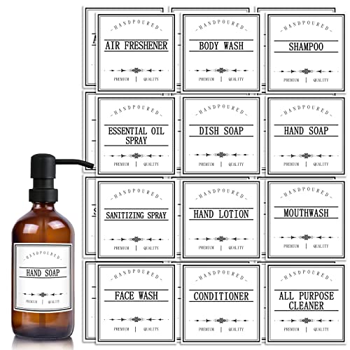 Gmisun Waterproof Labels For Bottles, 24Pack White Hand Soap Labels For Plastic/Glass Bottles, Removable Farmhouse Bathroom/Kitchen Labels Stickers For Dish, Shampoo Conditioner, Lotion Dispenser. #TOP30