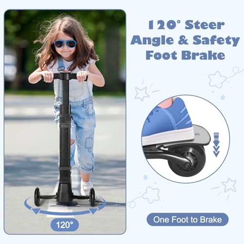 iubest Scooter Luggage Carry On Scooter Suitcase for Kids Age 4-15, Detachable & Foldable 4 in 1 Kids Suitcase, Multifunctional Ride On Travel Trolley Scooter Combo-Blue2