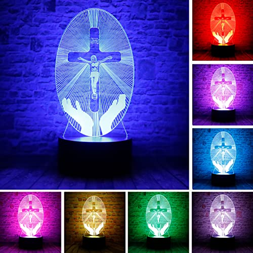 Lámpara 3D Cruz LED Visual para Mesa de Noche miniatura 2