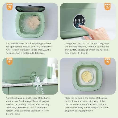 Machine à laver portable pliante 16L avec panier rotatif pour petits espaces