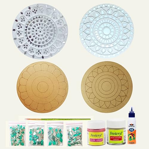 Image of 8 inch Premarked White pink lippan art material diy kits art and craft kit for adult lippan art tool clay for lipan art diy art kits art kit mdf board for lippan art lippan art kit lippan art wall decor art kit art kit for adults lippan art materials kit lipan art work kit