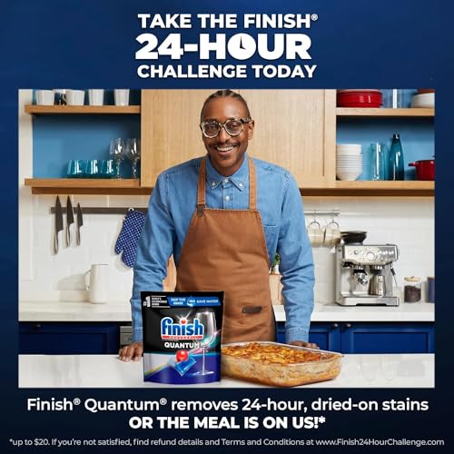 Image of FINISH - Quantum - 22ct - Dishwasher Detergent - Powerball - Ultimate Clean & Shine - Dishwashing Tablets - Dish Tabs, Includes Cleaning Cloth and Storage Pouch
