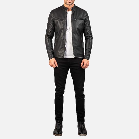 The Jacket Maker Ionic Leather Motorcycle Jacket For Men - Sheepskin Motorcycle Leather Jacket For Men