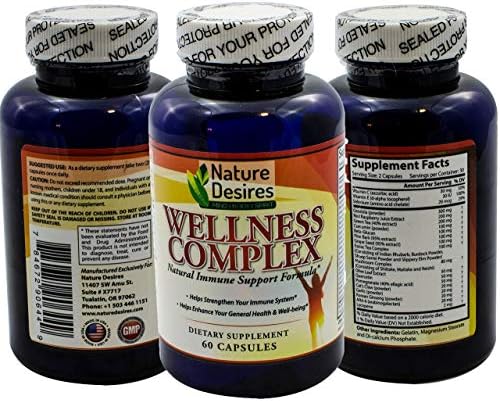 Nature Desires Wellness Formula :: Herbal Immune Defense Complex :: Boost Your Health and Well-Being :: 60 Capsules Natural Dietary Supplement :: High Potency Formulation