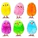 6 Pack 4 cm/ 1,57 Pouces Poussins de Pâques Moelleux Mini Poussins de Couleur Chenille en Peluche Poussins Bonnet de Pâques Assortis Multicolores pour Décoration de Chasses aux Oeufs