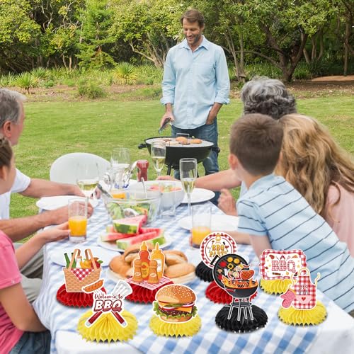 Image of BBQ Party Supplies - 10pcs Baby Q Baby Shower Decorations, Picnic Table Centerpieces, Summer Barbecue Decor, Happy BBQ Theme