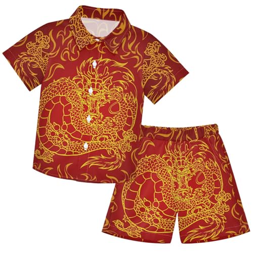 Image of visesunny Boy Floral Short Sleeve Button Down Shirt & Casual Shorts Set Summer Outfits 3-10 Years Clothes