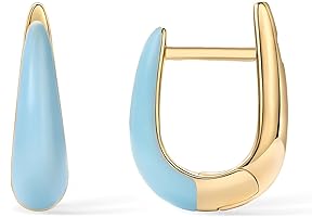 14k Gold Plated Huggie Earrings for Women | Enamel Jewelry