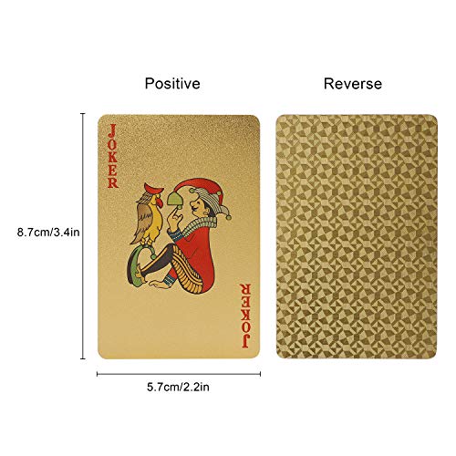 Spielkarten Wasserfeste Pokerkarten Spiel Playing Cards für Familienparty 2 Stück (Goldfolie & Silberfolie) – Bild 8