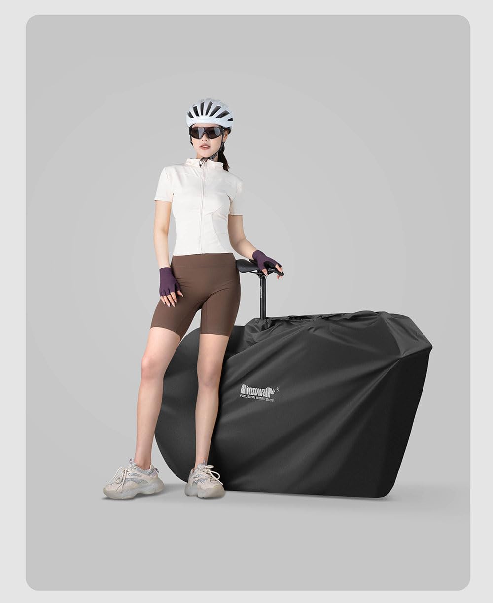 ENJOHOS Sac de Transport Vélo Housse Velo Transport pour 27,5 Pouces VTT/700C Housse de Velo Pliant Sac Grand Pliant Porte-Vélo pour Voyager en Train Avion, Noir