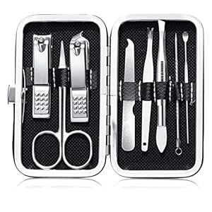 Manicure Set 8 in 1Nail Clipper Silver Toenail Clippers Professional Nail Clipper Set Upgraded Nail Cutter Suitable for Thick & Ingrown Nails,Pedicure, Men Women