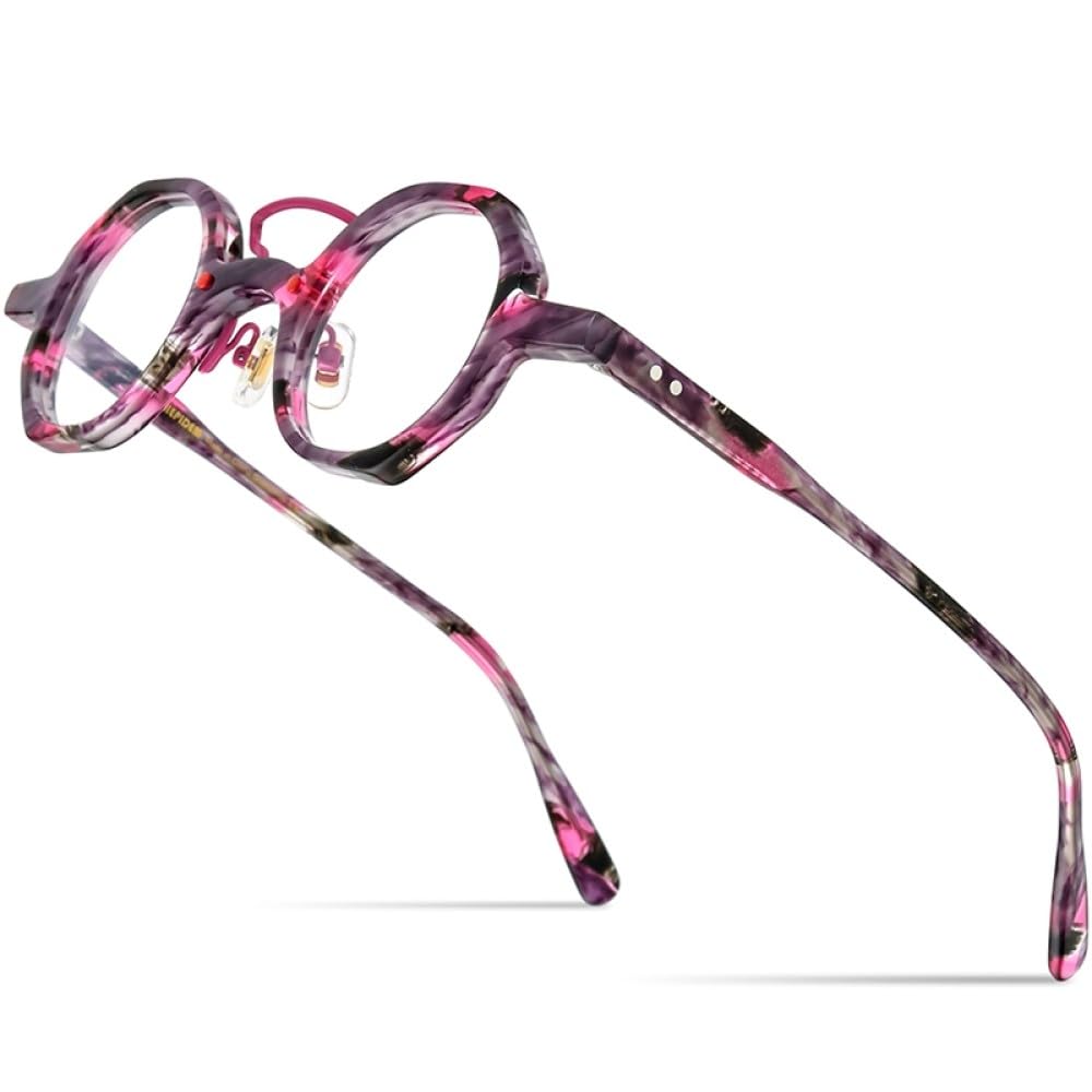 MUTYNE Montura de gafas de acetato para hombre, anteojos redondos Retro Vintage, gafas