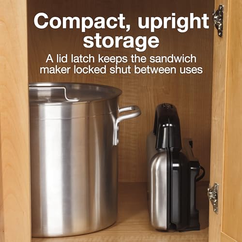 Proctor Silex Deluxe Hot Sandwich Maker With Easy-Clean Durable PFAS-Free Nonstick Ceramic Plates, Fits up to 2 Grilled Cheese, Ruebens, Tortas or Subs, Stainless Steel (25415MN)