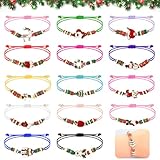 Byfoyif 14 Stück Freundschaftsarmband Kinder Weihnachten, Einstellbare Geflochten Armbänder Adventskalender schmuck Weihnachten Armband, Mitgebsel für Kindergeburtstage und Nikolaus Geschenke