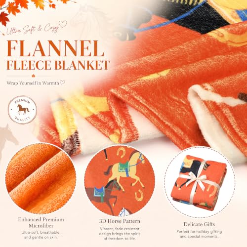 Tingjoo Manta de Franela Otoñal, 50 x 60 Pulgadas, Suave Manta de Tiro con Diseño de Caballo miniatura 3
