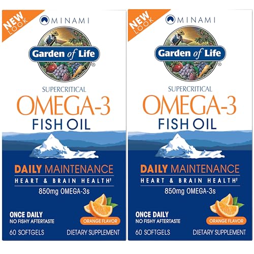Garden of Life Minami Omega-3 Fish Oil EPA/DHA Natural Brain Function Heart & Mood Supplement 80% Concentration 800mg Omega 3 Fatty Acids Orange Flavored 120 Count (60-ct 2-Pack) Softgels