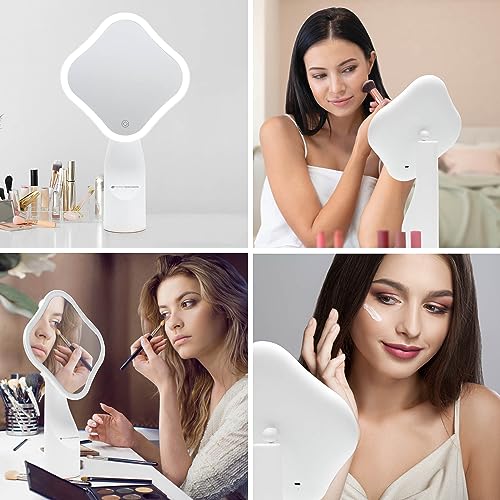 Rio Illuminated Full Size USB Rechargeable Makeup Mirror with LED Lights, 3 Light Settings, Touch Control, 360° Rotation - Image 2