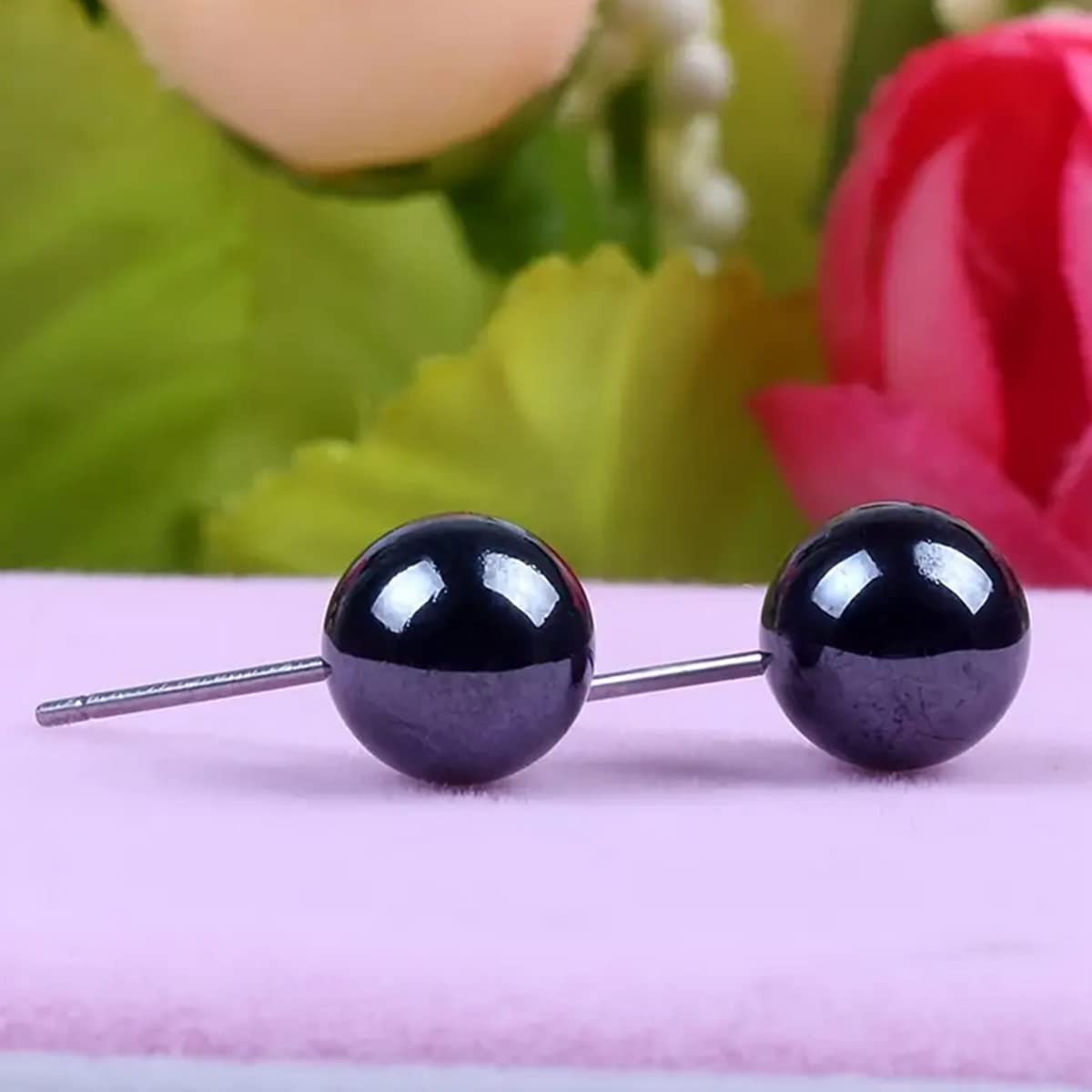 JewelryWe Pendientes de tuerca mezcla de colores acero inoxidable de mujer bola de perla coloridos pendientes 12 pares hipoalergénicos