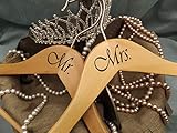 NAHANCO MRMRS20017B Bridal Hanger Set, Natural Wood Hangers with Black Imprint (Mr. and Mrs.), 17” (2 Piece Set)