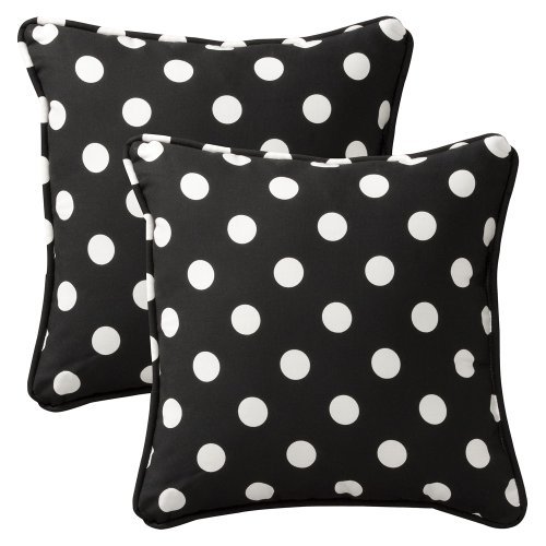 Pillow Perfect Decorative Black/White Polka Dot Toss Pillows, Square, by Pillow Perfect