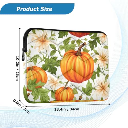 Funda para portátil 13-14 pulgadas con flores y calabazas miniatura 3