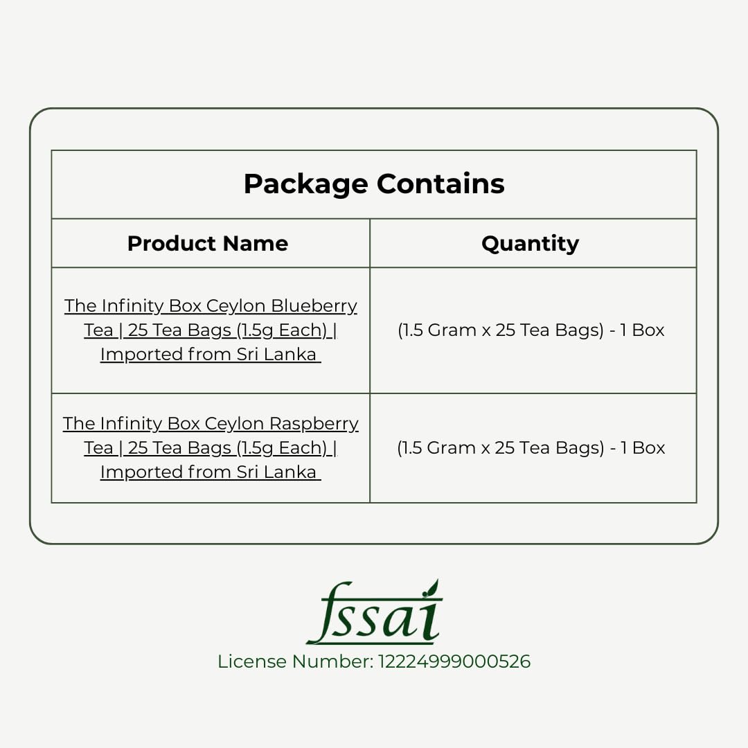 The Infinity Box Imported Pure Sri Lankan Berry Duo Delight Tea Set | Blueberry & Raspberry Infused Tea | Refreshing & Fruity | Enjoy Hot & Iced | 50 Tea Bags - Image 4 thumbnail