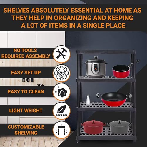 Easy Shopping ® 4/5 Tier Black Heavy Duty 60CM Wide Plastic Shelving Unit Storage Organised Garage/Home/Pantry Racking Shelf Shelves Workbench Workman Bays Racking Tools Paint (Black, Extra Large, 5) 9 Easy Shopping ® 4/5 Tier Black Heavy Duty 60CM Wide Plastic Shelving Unit Storage Organised Garage/Home/Pantry Racking Shelf Shelves Workbench Workman Bays Racking Tools Paint (Black, Extra Large, 5) - Image 9