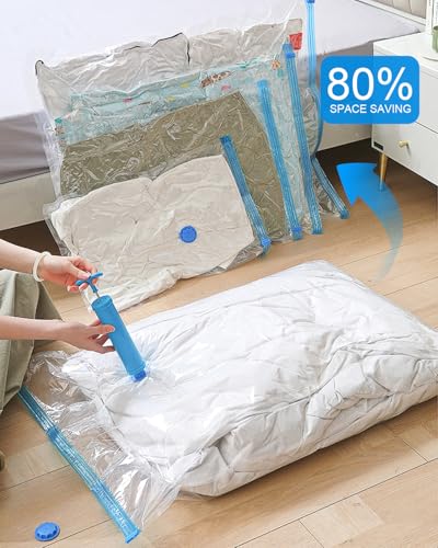 Cexovo Vakuumbeutel für Kleidung, 13 Stück(2 Jumbo,3 Groß,3 Mittelgroß,3 Klein), Vakuumbeutel für Bettdecken mit Elektrischer Pumpe und Handpumpe, Wiederverwendbar für Decken, Kissen, Reisen, Umzug