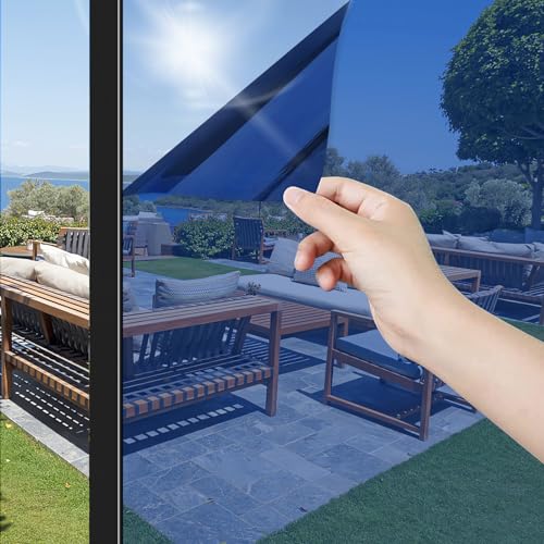 Película de privacidad para ventana ConCus-T azul plateado 35.43 pulg x 6.5 pies miniatura 1