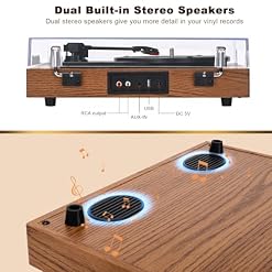 Platine Vinyle VIFLYKOO, Platine Vinyle Bluetooth avec Double Haut-Parleur stéréo, sans Fil 3 Vitesses 33/45/78 u/Min, Lecteur Vinyle supporte la Prise Casque/USB/AUX entrée/Sortie RCA - Les Beatles, Paul McCartney, John Lennon, RIngo Starr, George Harrison Platine Vinyle VIFLYKOO, Platine Vinyle Bluetooth avec Double Haut-Parleur stéréo, sans Fil 3 Vitesses 33/45/78 u/Min, Lecteur Vinyle supporte la Prise Casque/USB/AUX entrée/Sortie RCA – Image 2