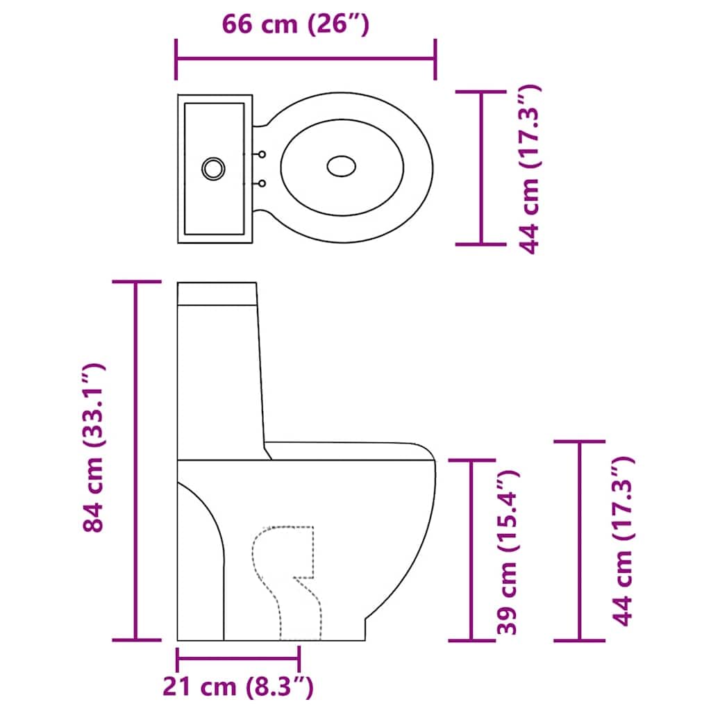 vidaXL WC Toilette in Ceramica da Bagno Nero Soft Close con Scarico Sanitari