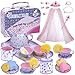 Tea Party Set for Little Girls,PRE-WORLD Princess Tea Time Toy with Food Sweet Treats Playsets,Dress Up Accessories Cloak Necklace Bracelet Jewelry Set, Kids Kitchen Pretend Play for Girls Age 3-6