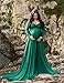 Saslax Maternity Off Shoulders Long Sleeve Half Circle Gown for Baby Shower Photo Props Dress Green Medium