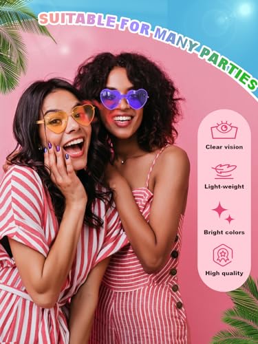 12 Pairs Heart Shaped Sunglasses for Women Colorful Glasses Fun Trendy Transparent Heart Sunglasses Party Favor (Assorted Colors)4