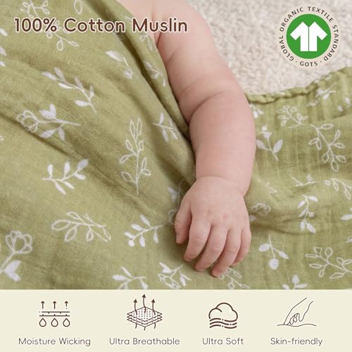 Image of david's kids 4 Pack Baby Muslin Swaddle Blankets, 100% Cotton and Ultra Soft Breathable Receiving Blanket Wrap for Boys Girls, New Born Essentials, Large 47 x 47 inches, Farm & Duck