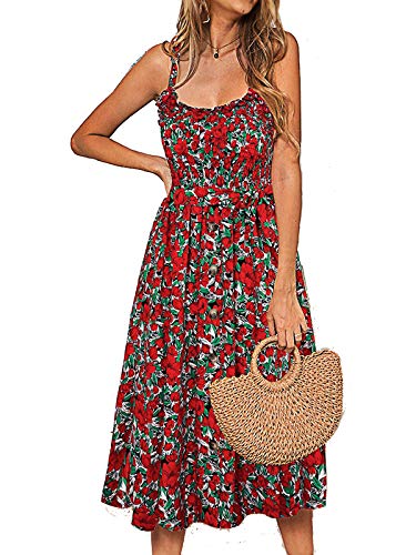 ABINGOO Femmes Mode Bretelles Robe d'été Floral Robe Plage Chic Elegante Soirée Vintage Robe Cover
